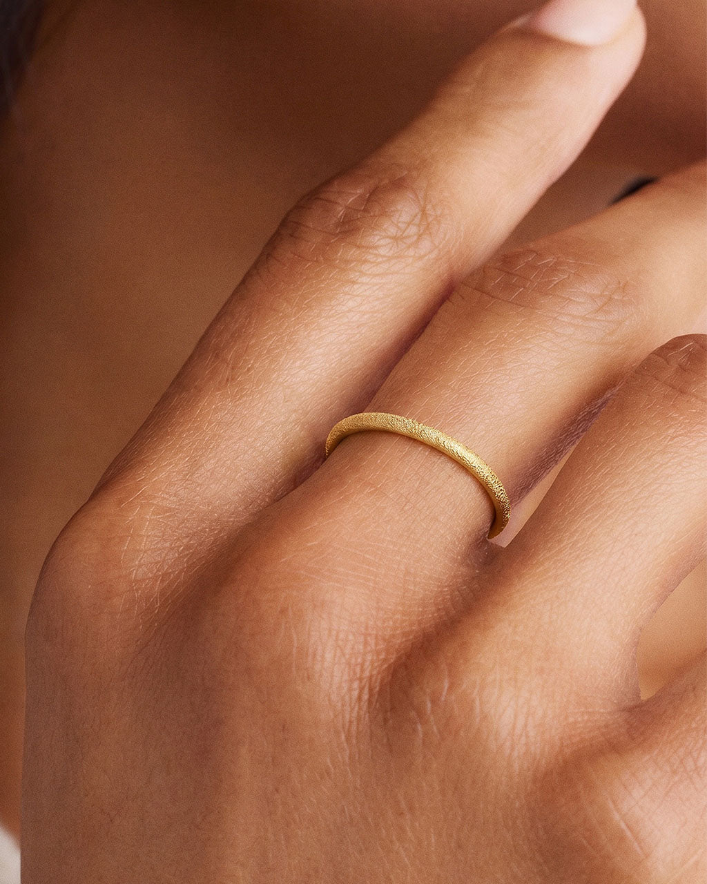 Classic Slim Band Stacking Waterproof Gold Ring