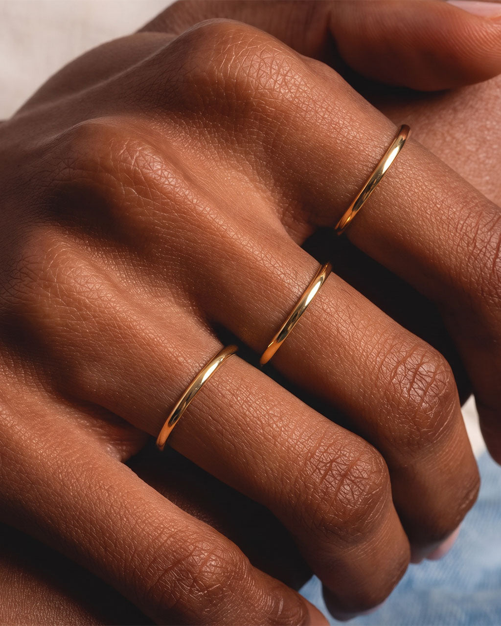 Classic Slim Band Stacking Waterproof Gold Ring