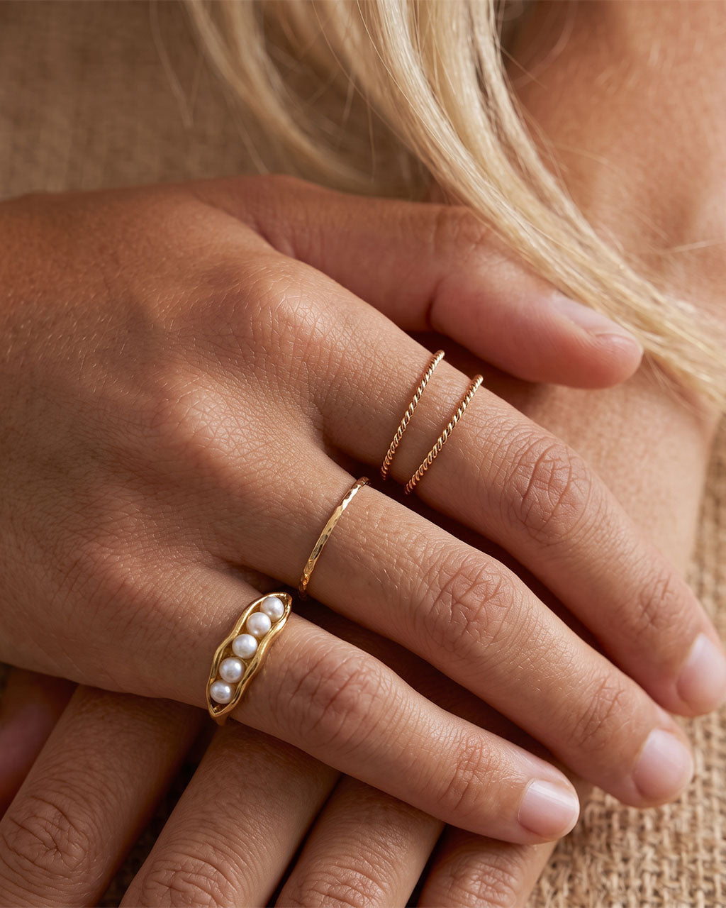 Coastal Pearl Pod Statement Waterproof Gold Ring