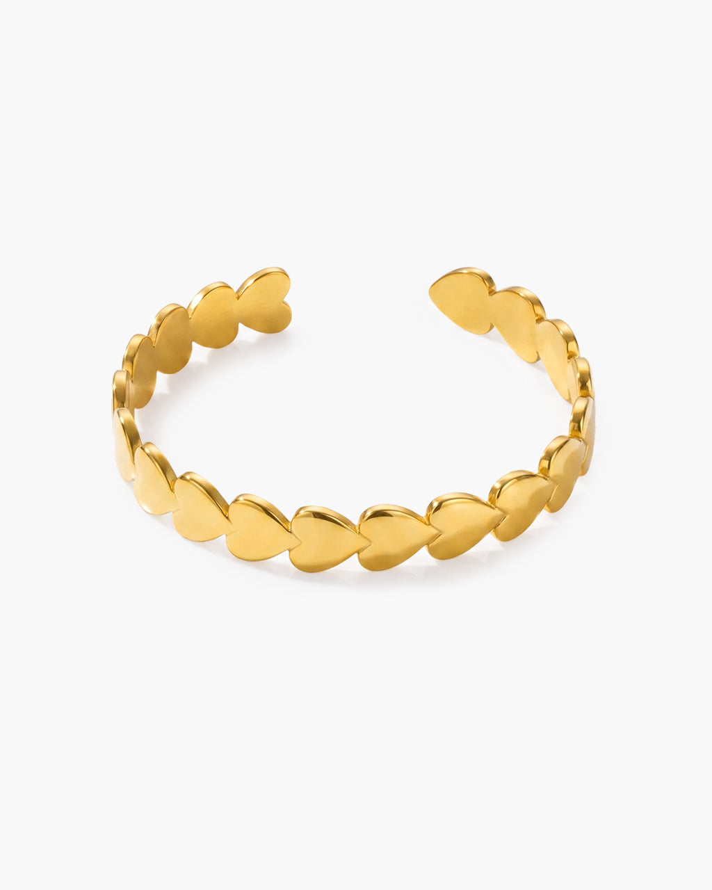 Continuous Linked Heart Cuff Waterproof Gold Bangle