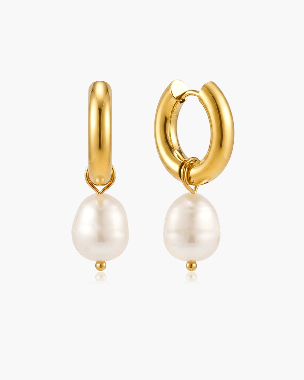 Convertible Pearl Drop Hoop Waterproof Gold Earrings