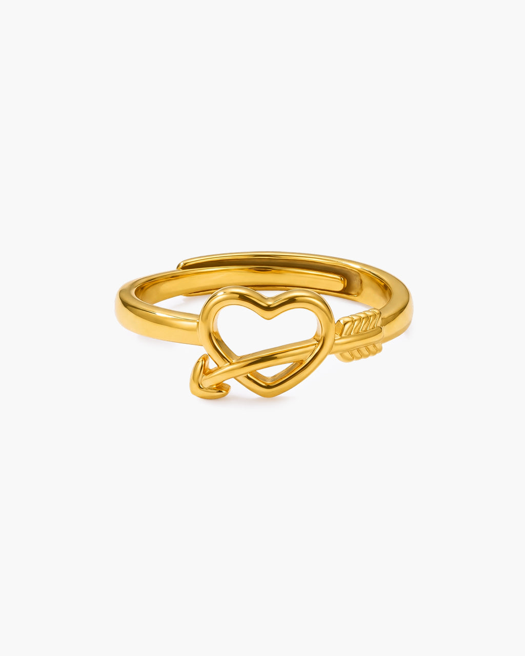 Cupid Arrow Heart Adjustable Waterproof Gold Ring