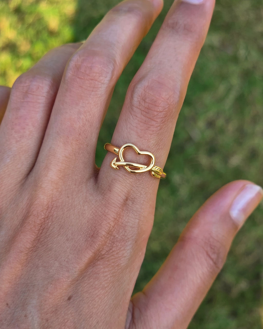 Cupid Arrow Heart Adjustable Waterproof Gold Ring