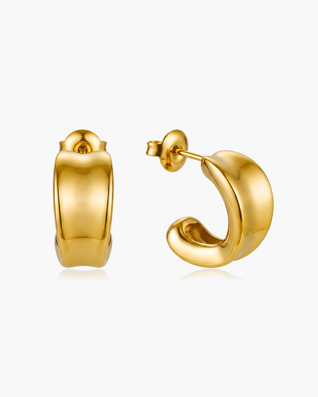 Curl C Hoop Chunky Stud Waterproof Gold Earrings