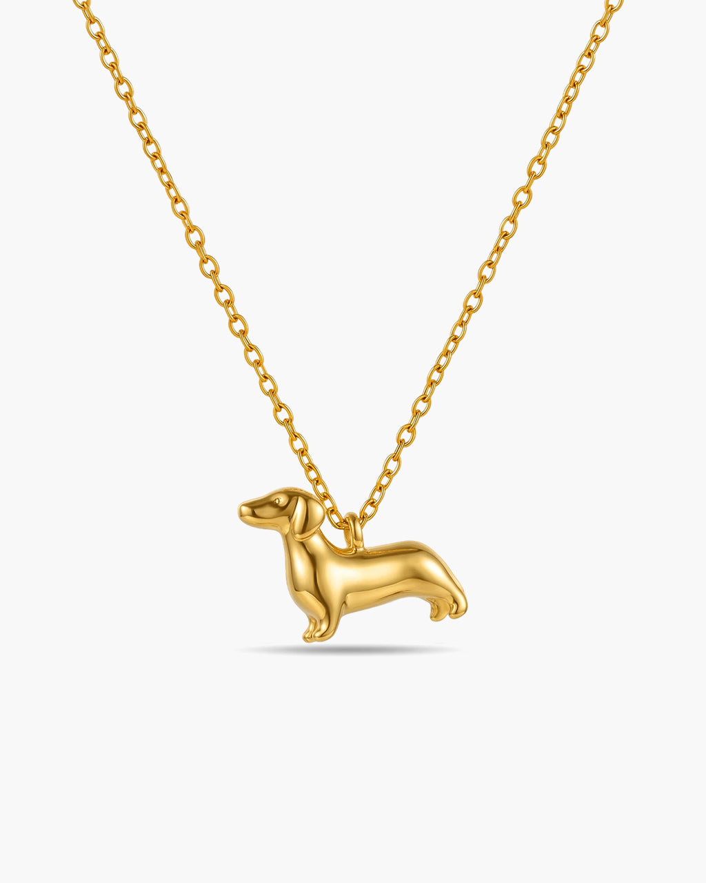 Cute Dachshund Dog Charm Waterproof Gold Necklace