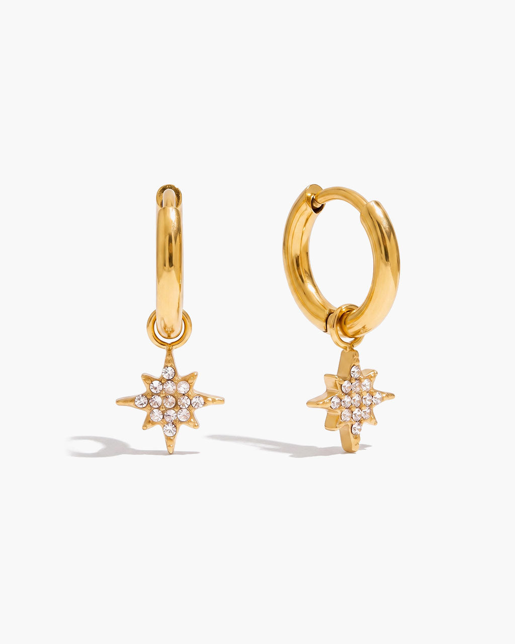 Cute Pave Drop Huggie Hoop Waterproof Gold Earrings