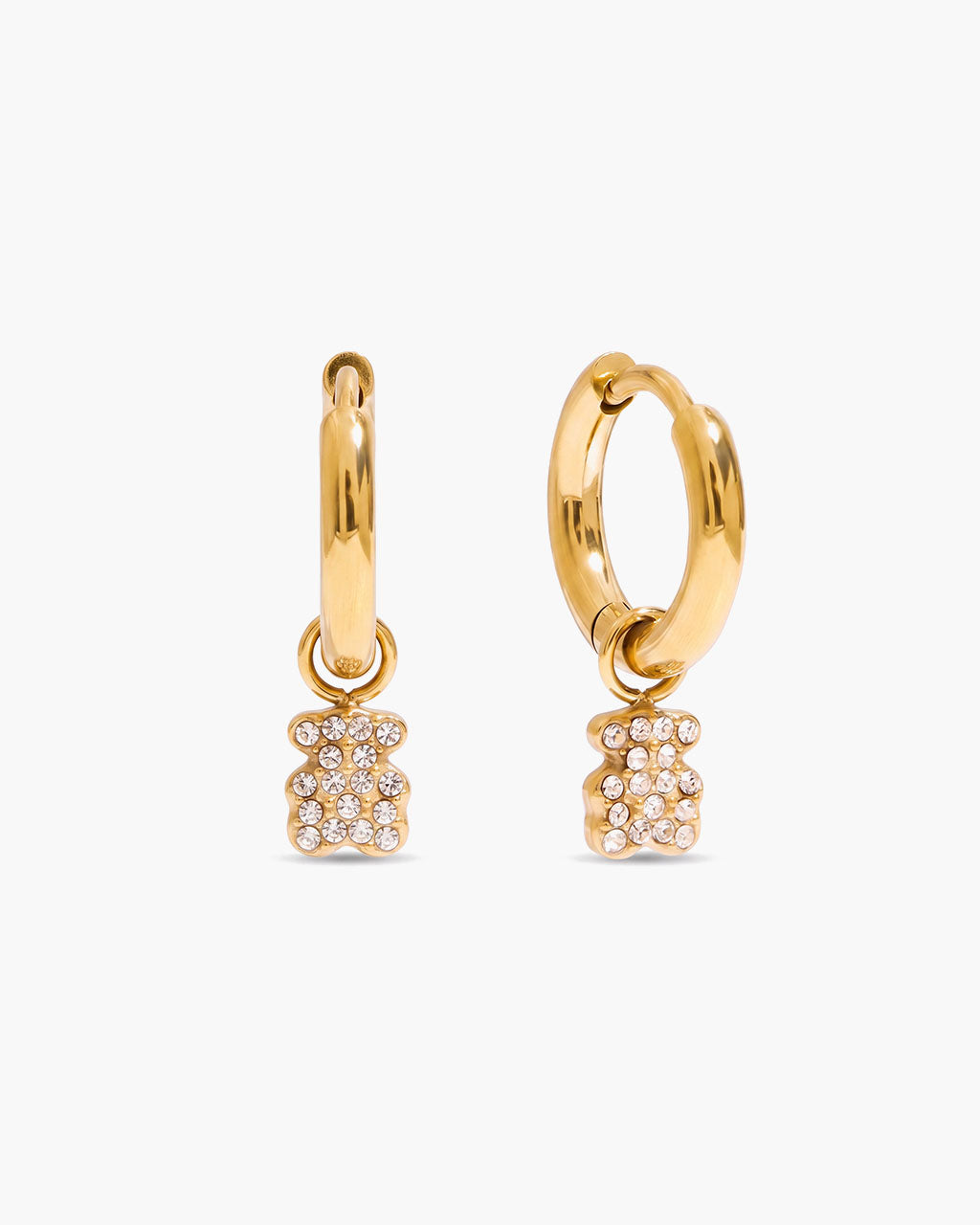 Cute Pave Drop Huggie Hoop Waterproof Gold Earrings