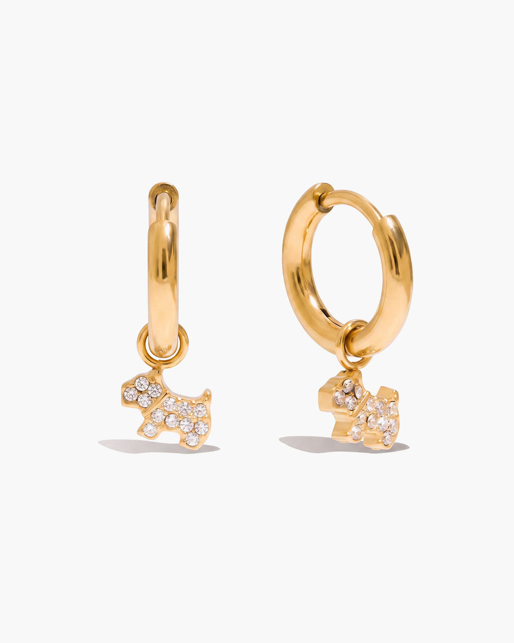 Cute Pave Drop Huggie Hoop Waterproof Gold Earrings