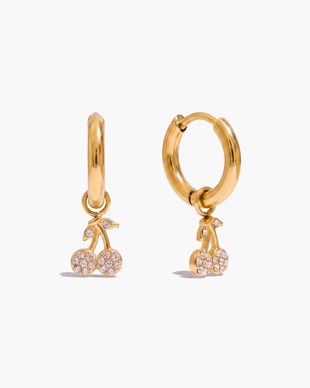Cute Pave Drop Huggie Hoop Waterproof Gold Earrings