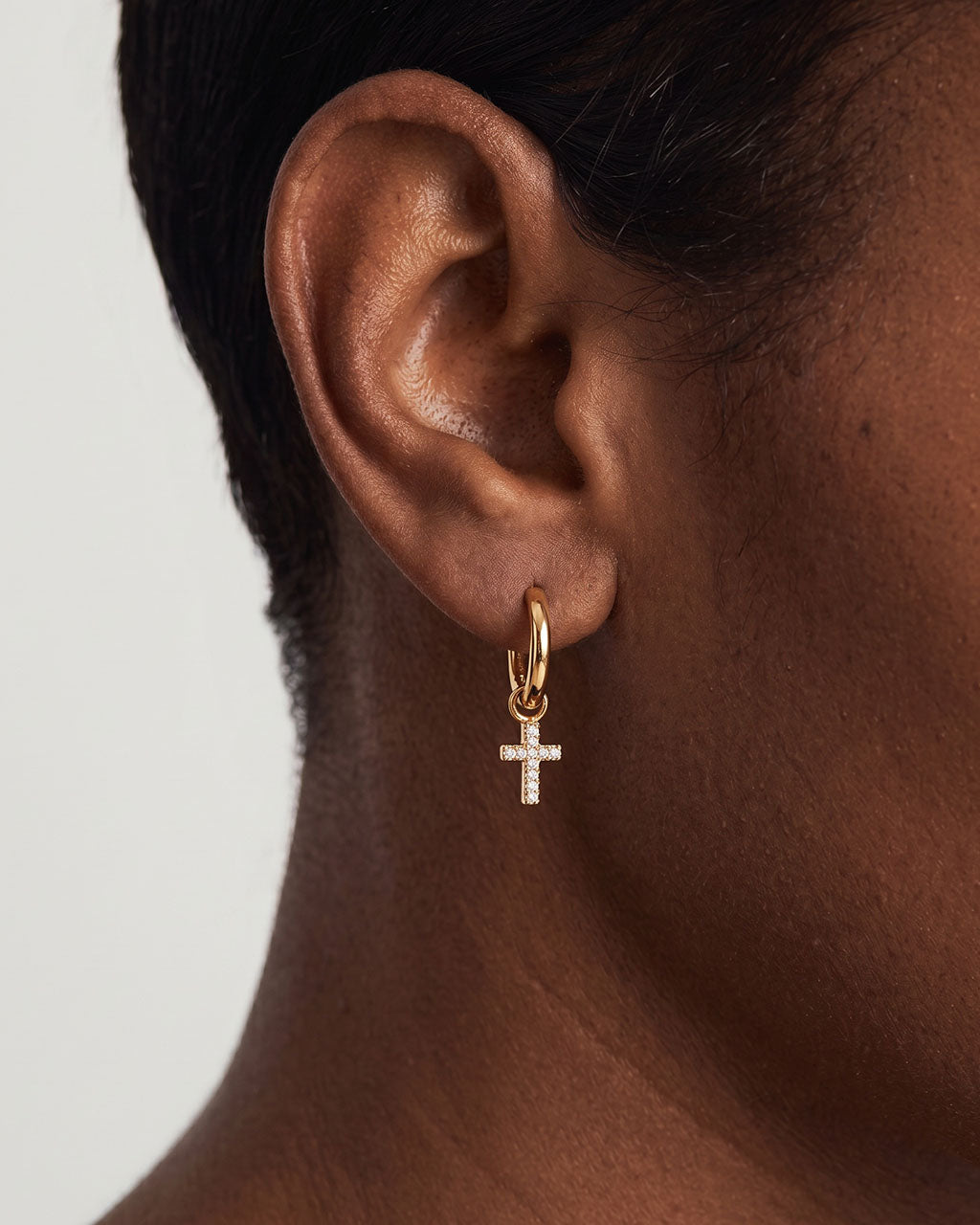 Cute Pave Drop Huggie Hoop Waterproof Gold Earrings