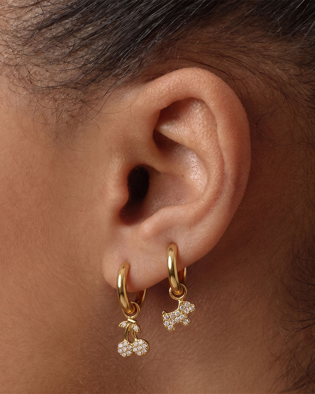 Cute Pave Drop Huggie Hoop Waterproof Gold Earrings