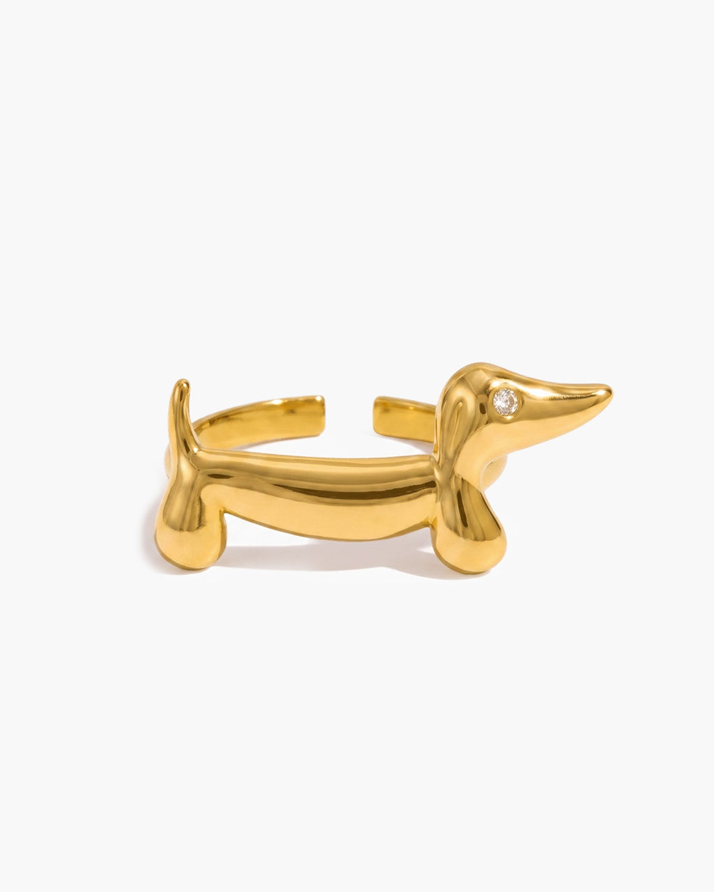 Cute Polished Animal Open Cuff Waterproof Gold Ring