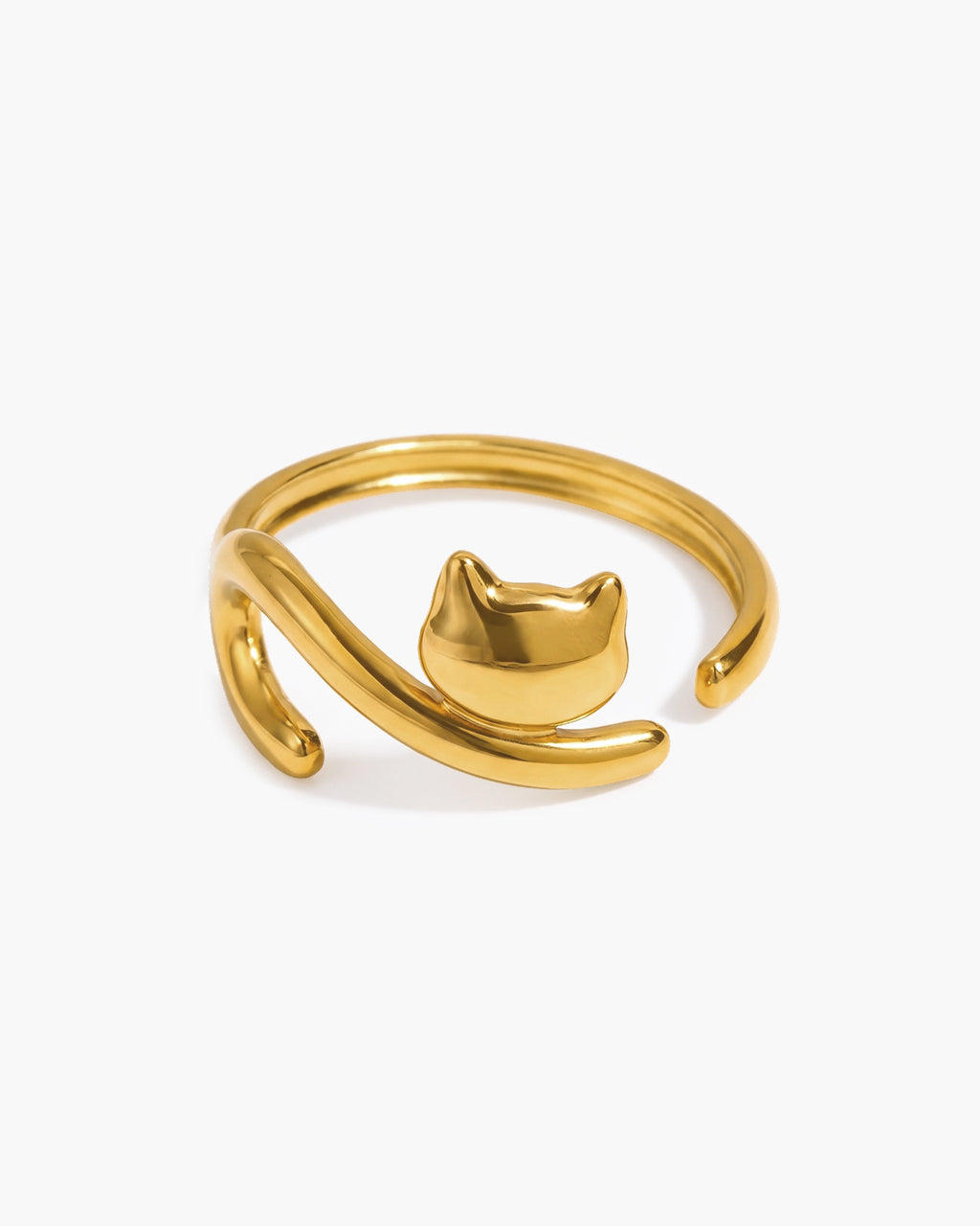 Cute Polished Animal Open Cuff Waterproof Gold Ring