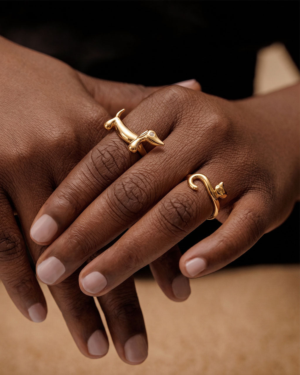 Cute Polished Animal Open Cuff Waterproof Gold Ring