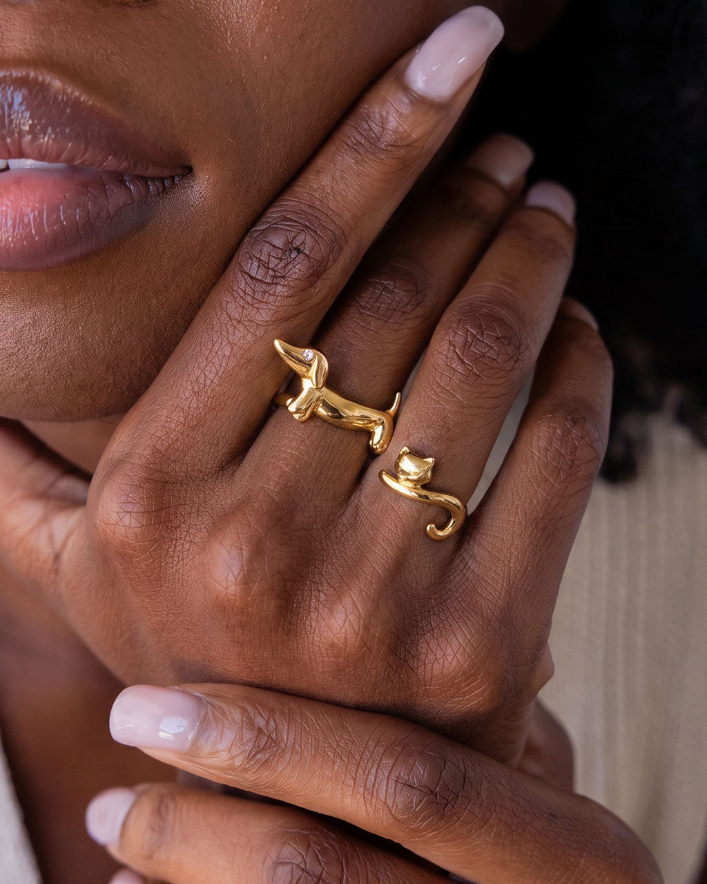 Cute Polished Animal Open Cuff Waterproof Gold Ring