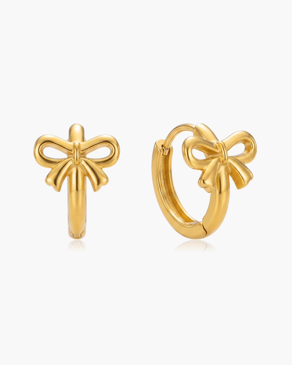 Cute Ribbon Bow Huggie Hoop Waterproof Gold Earrings