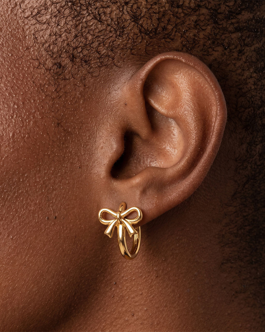 Cute Ribbon Bow Huggie Hoop Waterproof Gold Earrings