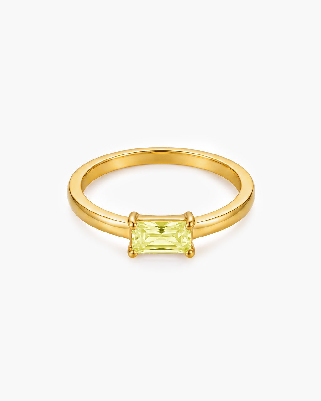 Dainty Emerald Cut Solitaire Waterproof Gold Ring