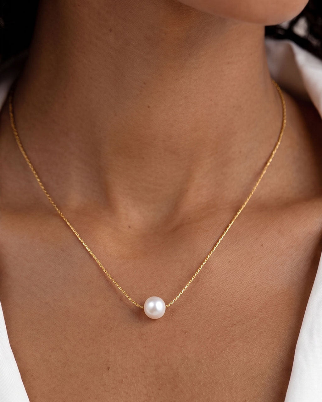 Dainty Freshwater Pearl Drop Waterproof Gold Necklace