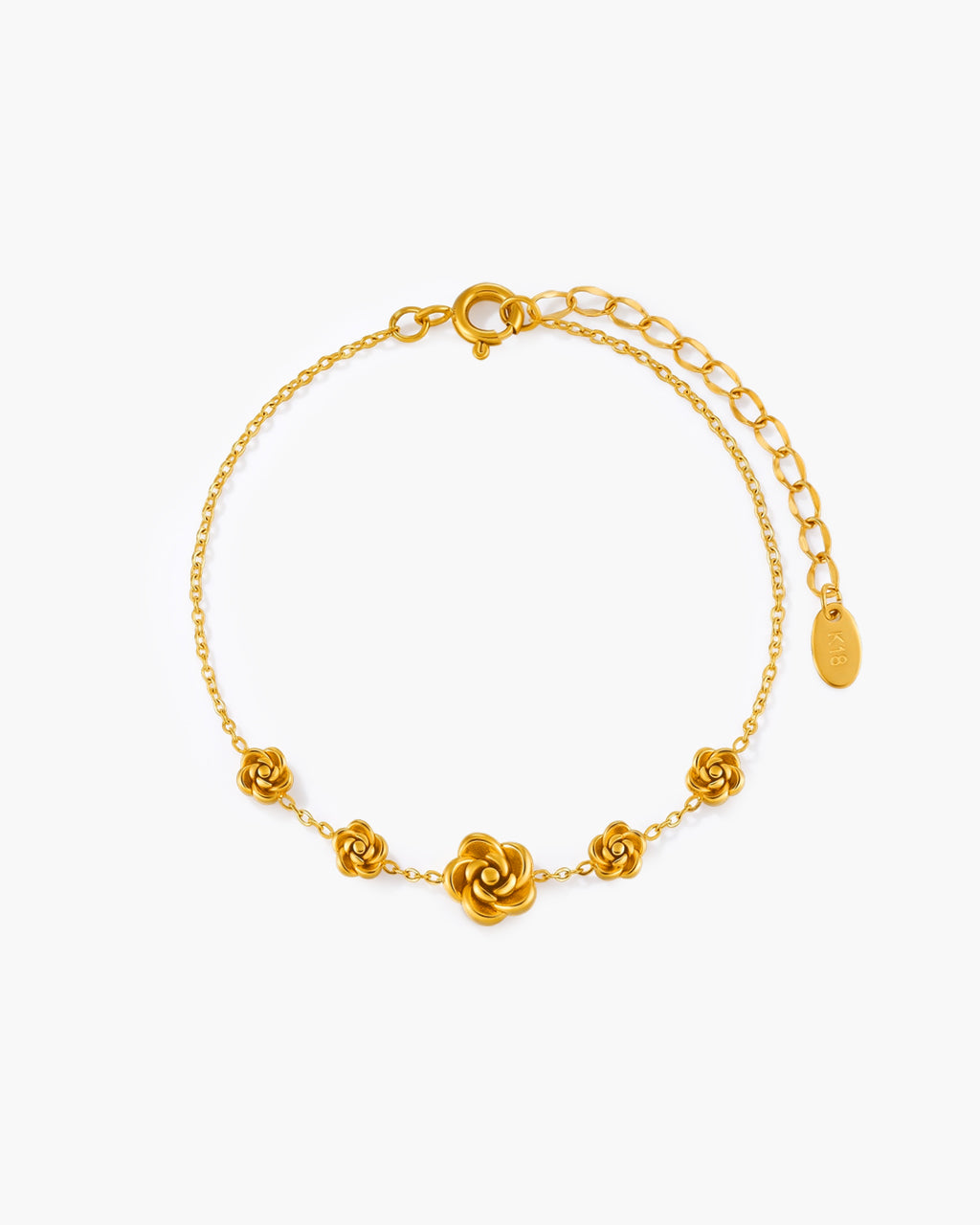 Dainty Rose Flower Station Waterproof Gold Bracelet