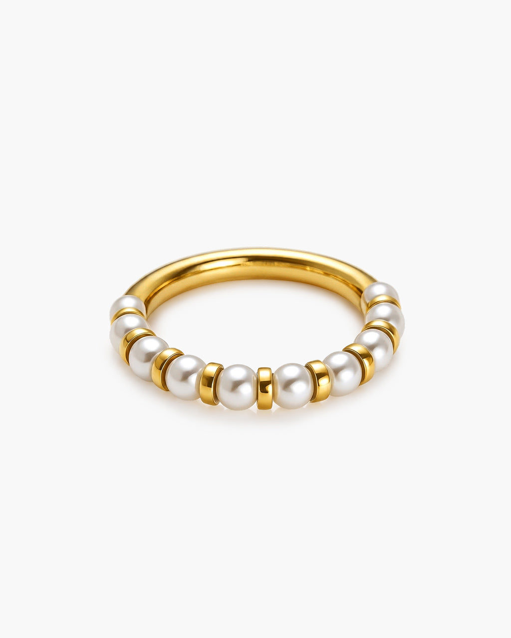 Dainty Spinning Pearl Beaded Waterproof Gold Ring
