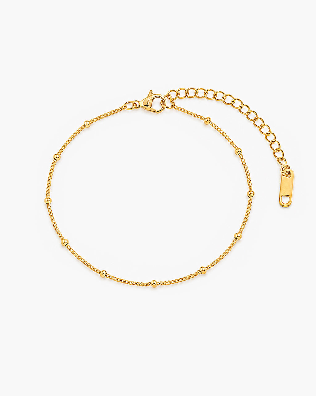 Dainty Station Beaded Chain Waterproof Gold Anklet