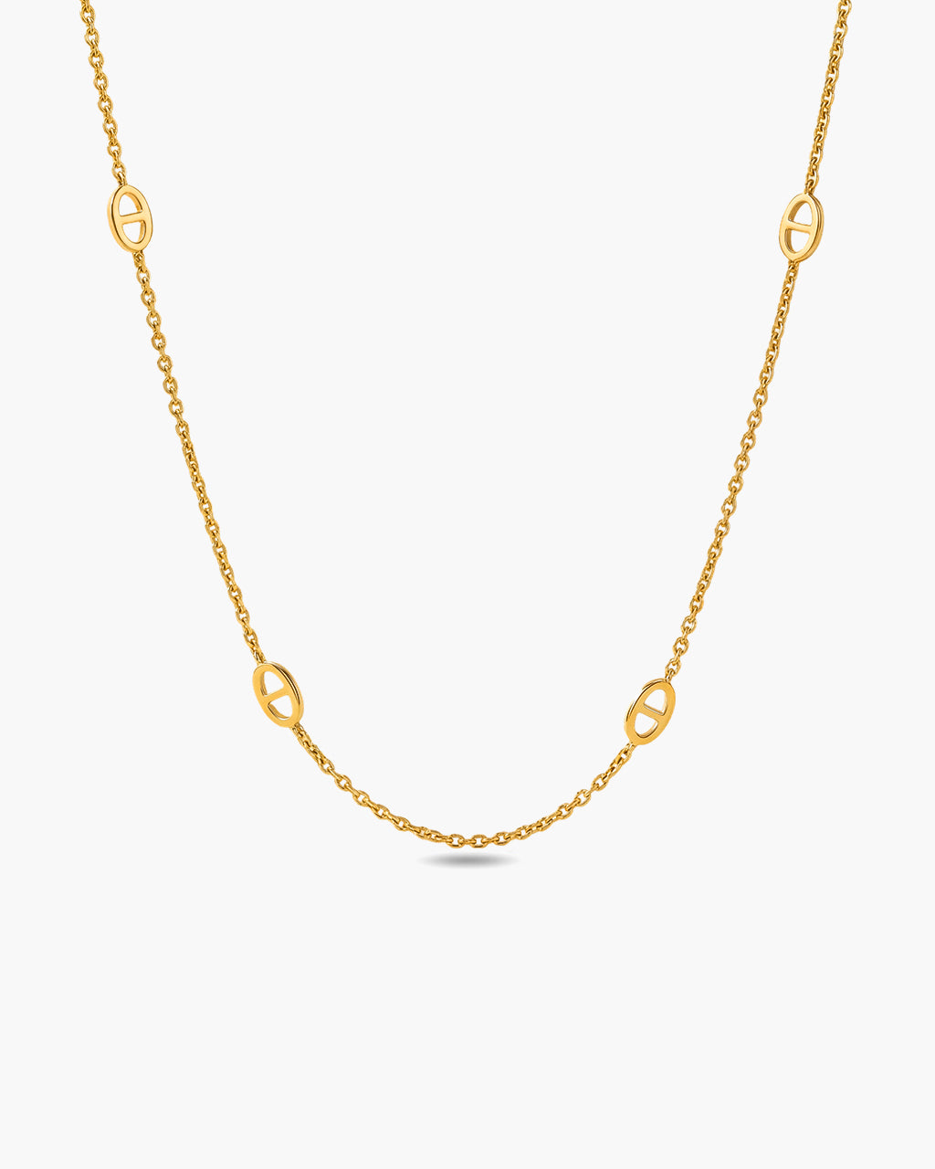 Delicate Mariner Link Station Waterproof Gold Necklace