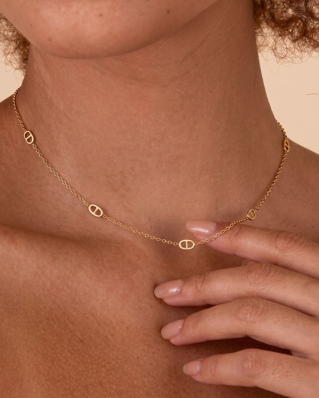 Delicate Mariner Link Station Waterproof Gold Necklace