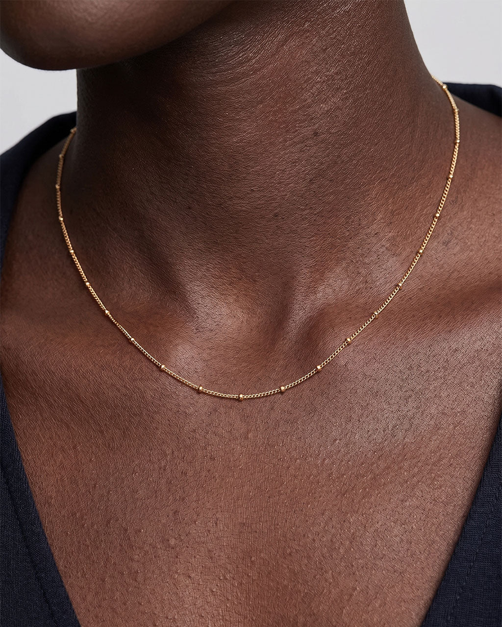Delicate Satellite Chain Waterproof Gold Necklace