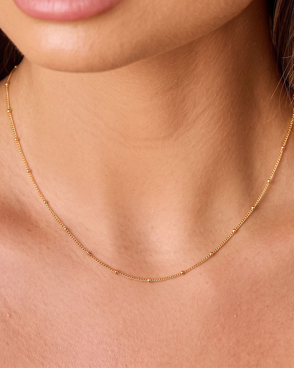 Delicate Satellite Chain Waterproof Gold Necklace