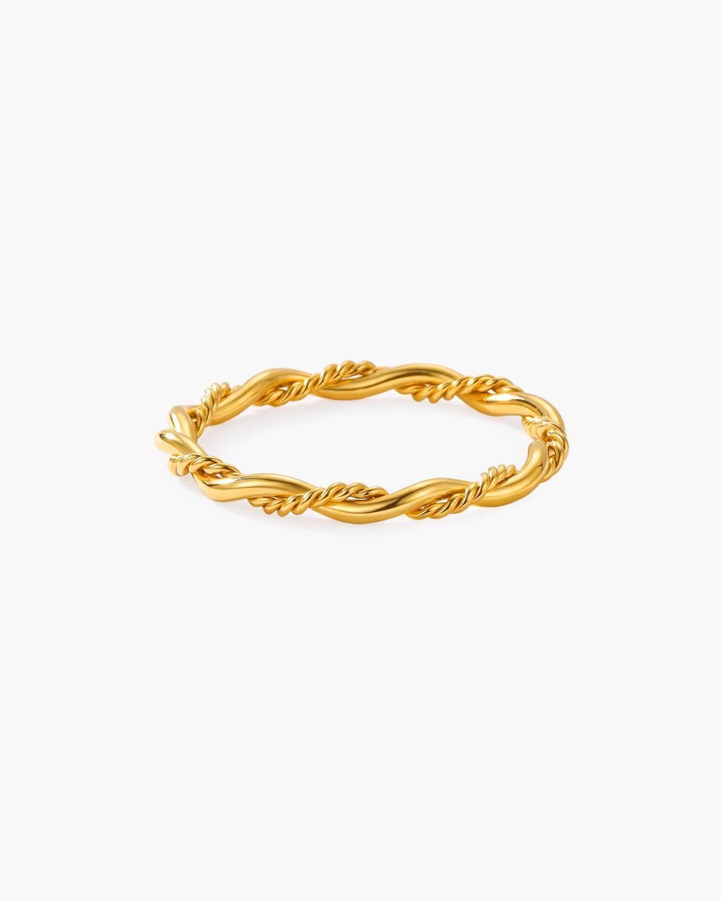 Delicate Wrapped Rope Stacking Waterproof Gold Ring