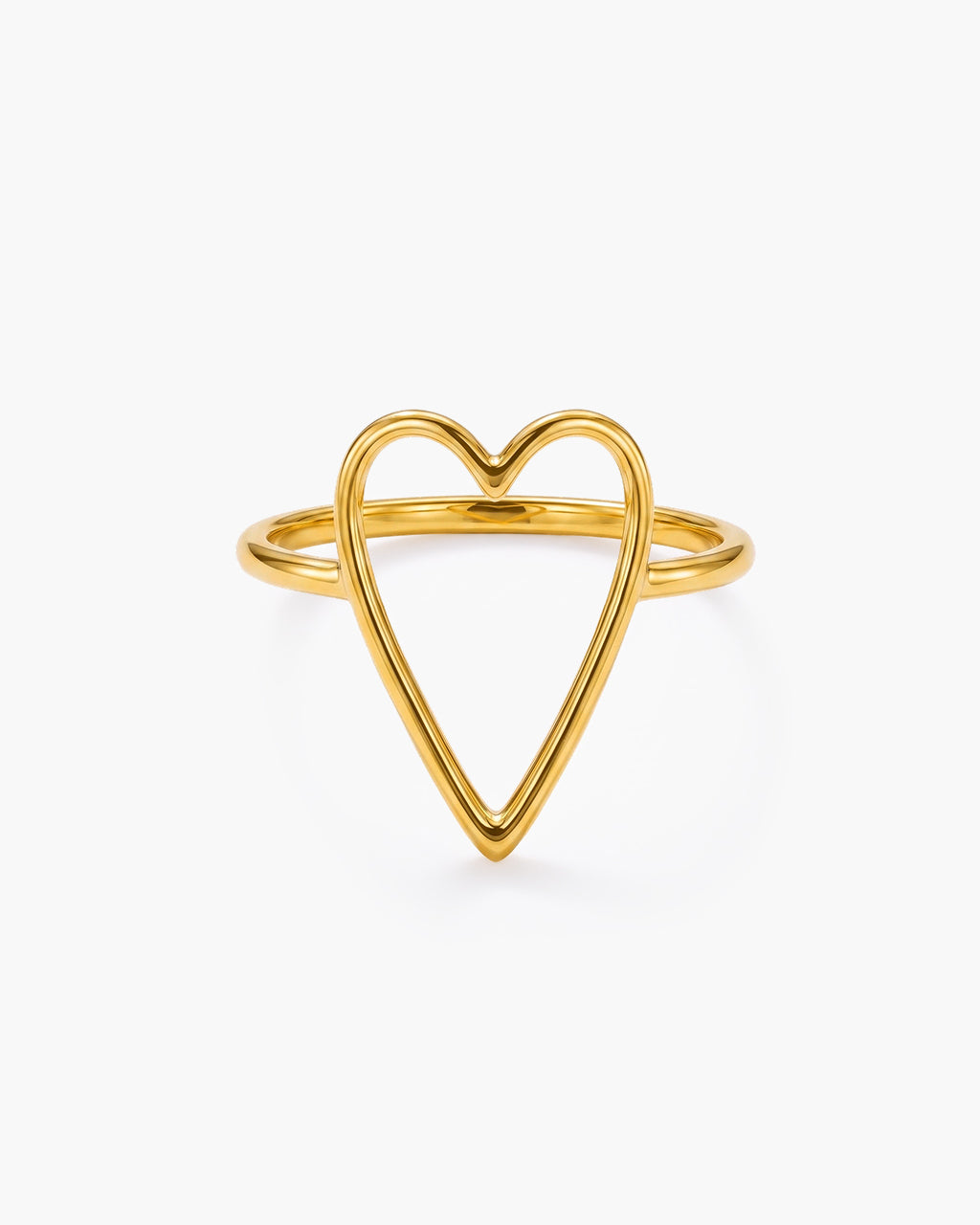 Distinctive Chunky Heart Line Waterproof Gold Ring