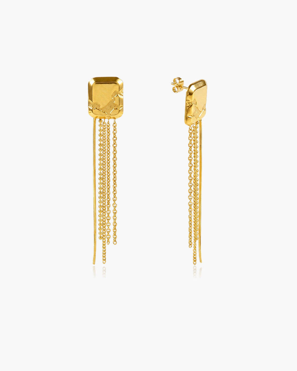 Distinctive Map Chain Tassel Waterproof Gold Earrings