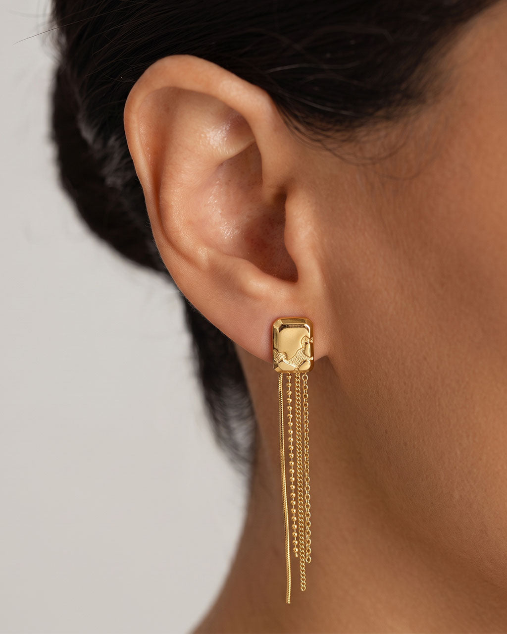 Distinctive Map Chain Tassel Waterproof Gold Earrings