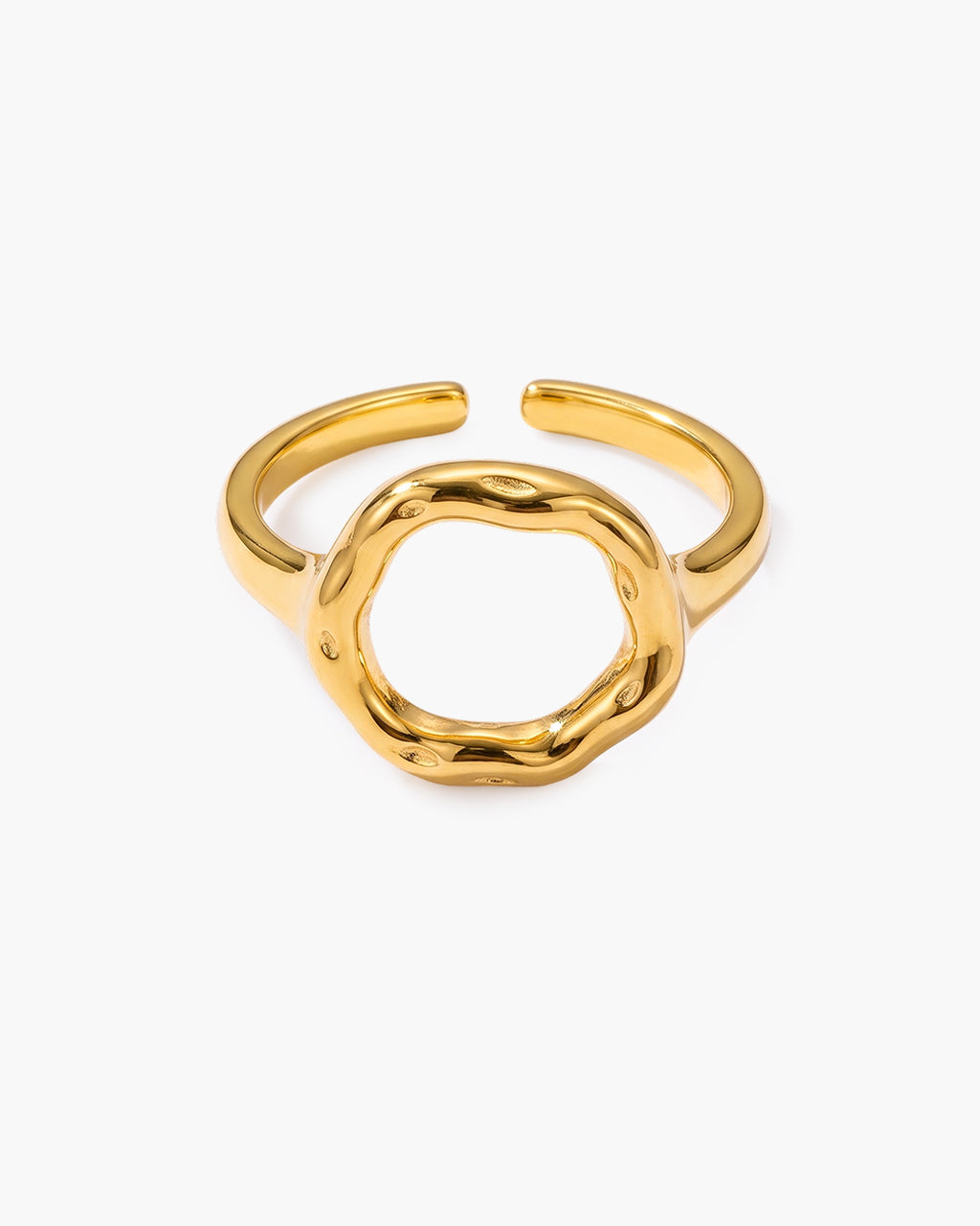 Distinctive Molten Circle Open Waterproof Gold Ring