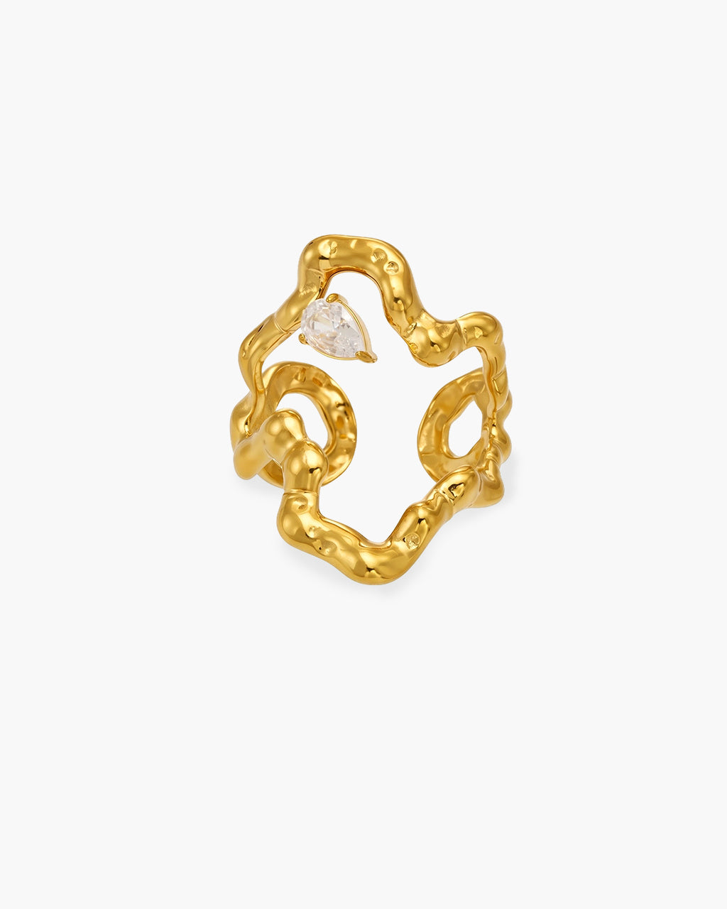Distinctive Organic Branch Open Waterproof Gold Ring