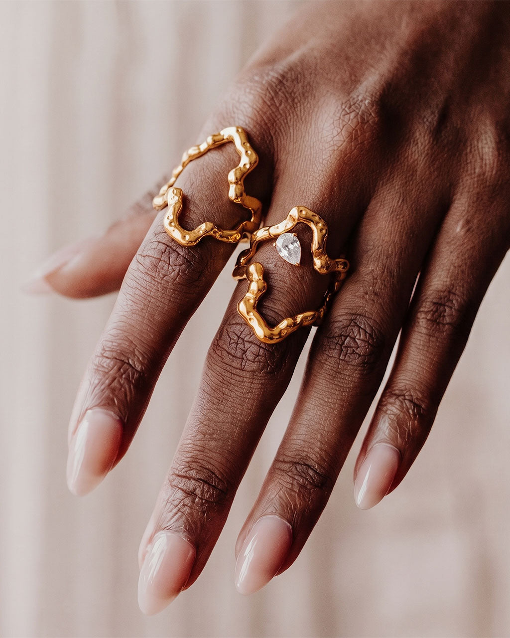 Distinctive Organic Branch Open Waterproof Gold Ring