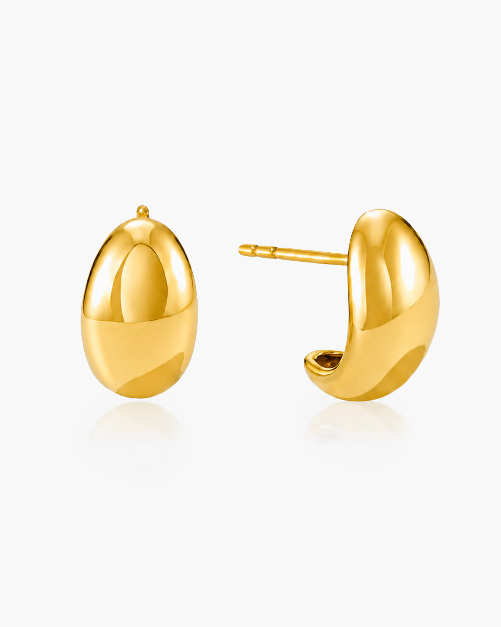 Distinctive Oval Dome Stud Waterproof Gold Earrings