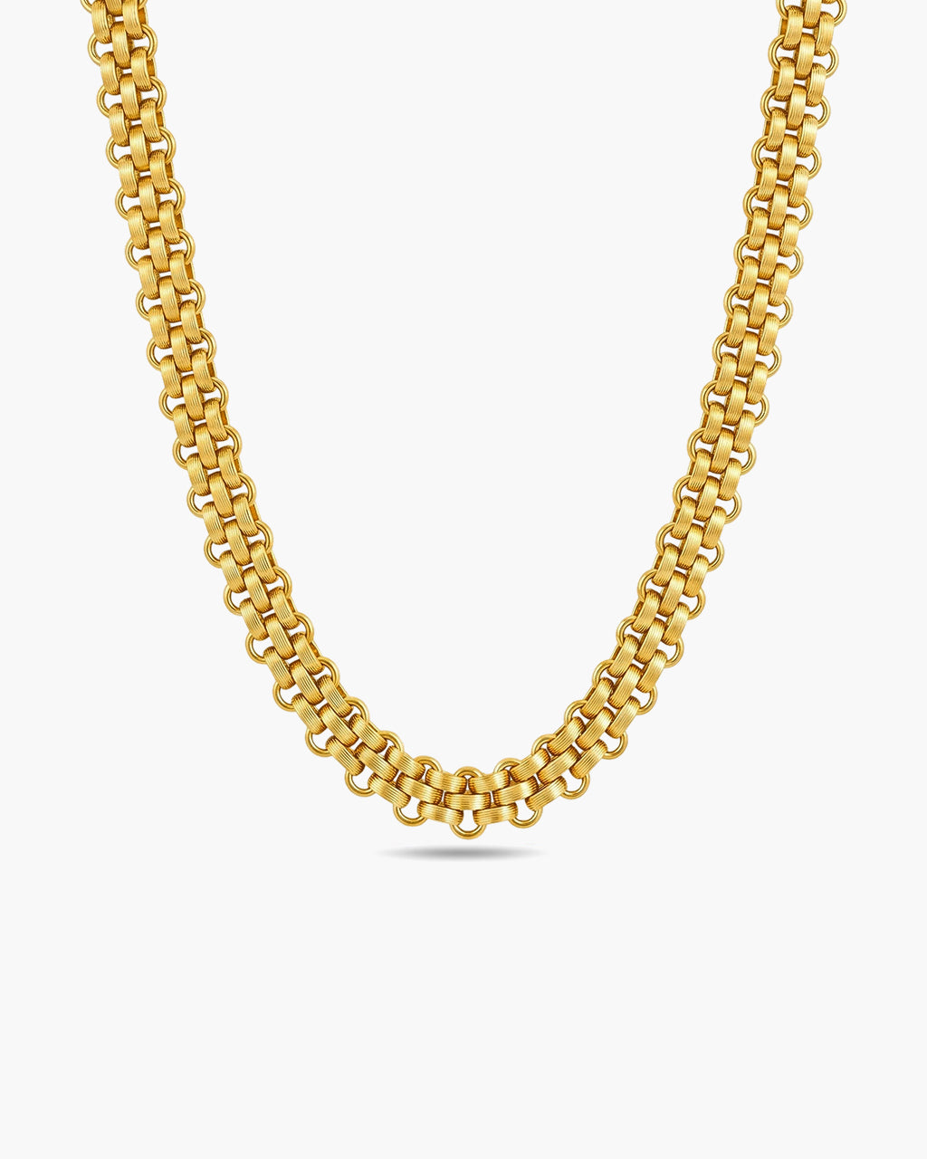 Distinctive Woven Ribbed Waterproof Gold Necklace