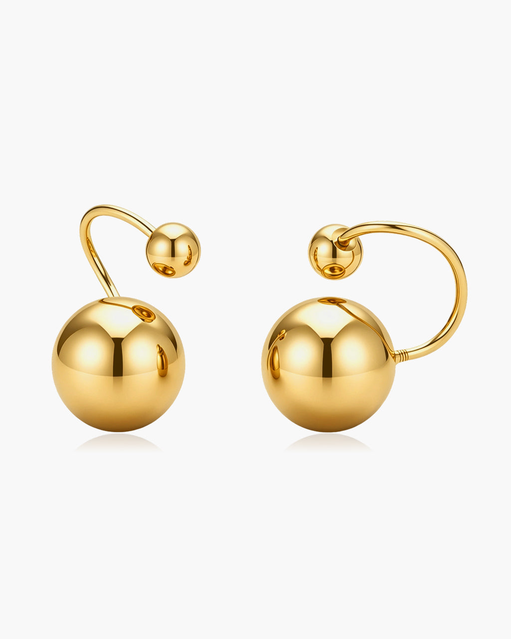 Double Ball Orbit Ear Cuff Waterproof Gold Earrings