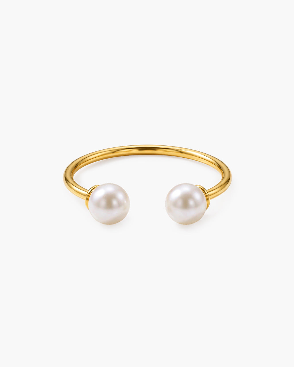 Double Freshwater Pearl Slim Open Waterproof Gold Ring