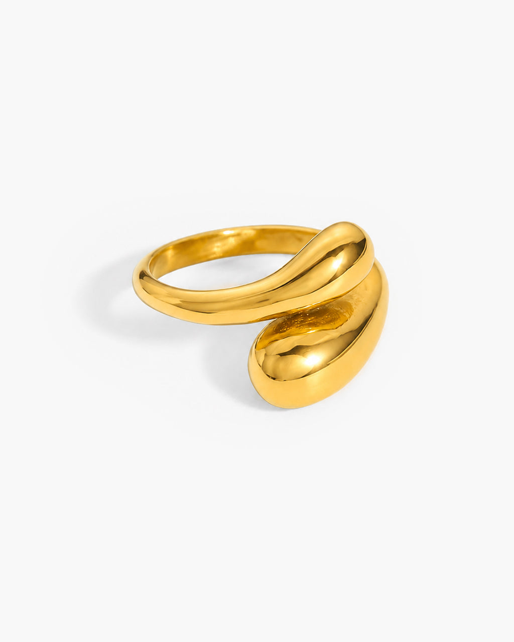 Double Teardrop Waterproof Gold Open Bypass Ring