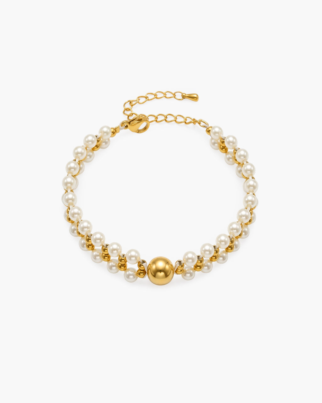 Elegant Pearl Layered Beaded Waterproof Gold Bracelet