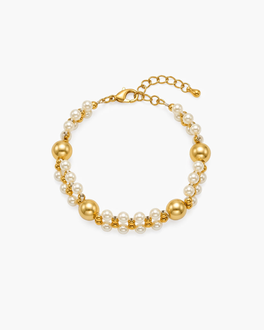 Elegant Pearl Layered Beaded Waterproof Gold Bracelet