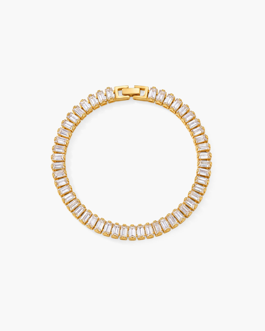 Emerald Cut Eternity Tennis Waterproof Gold Bracelet