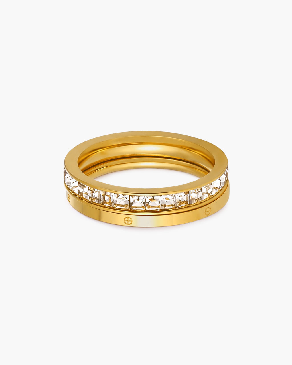 Eternity & Polished Gold Band Waterproof Ring Bundle