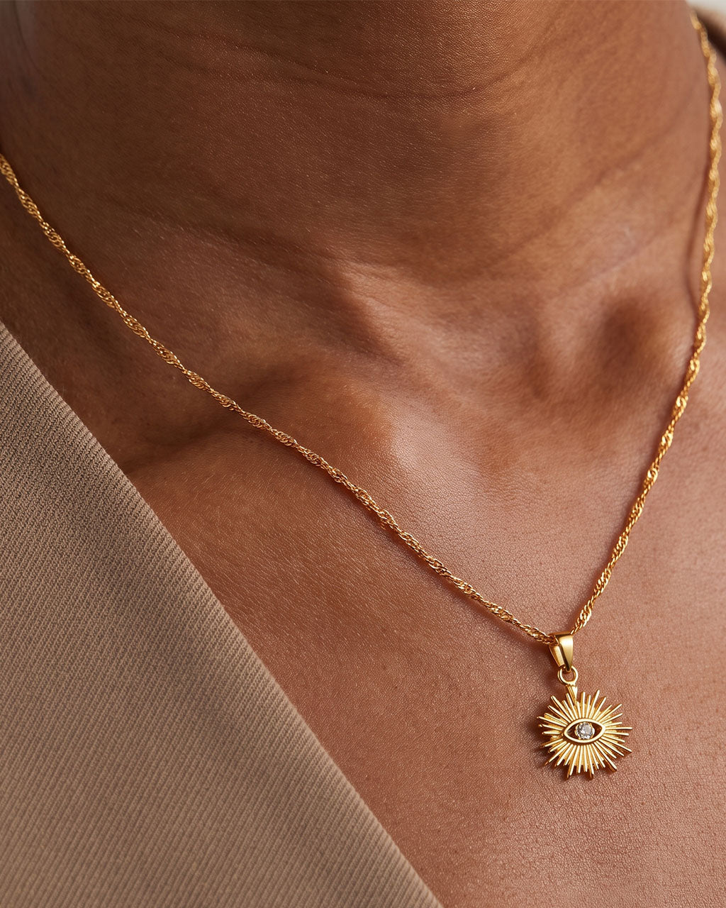 Evil Eye Charm Singapore Chain Waterproof Gold Necklace