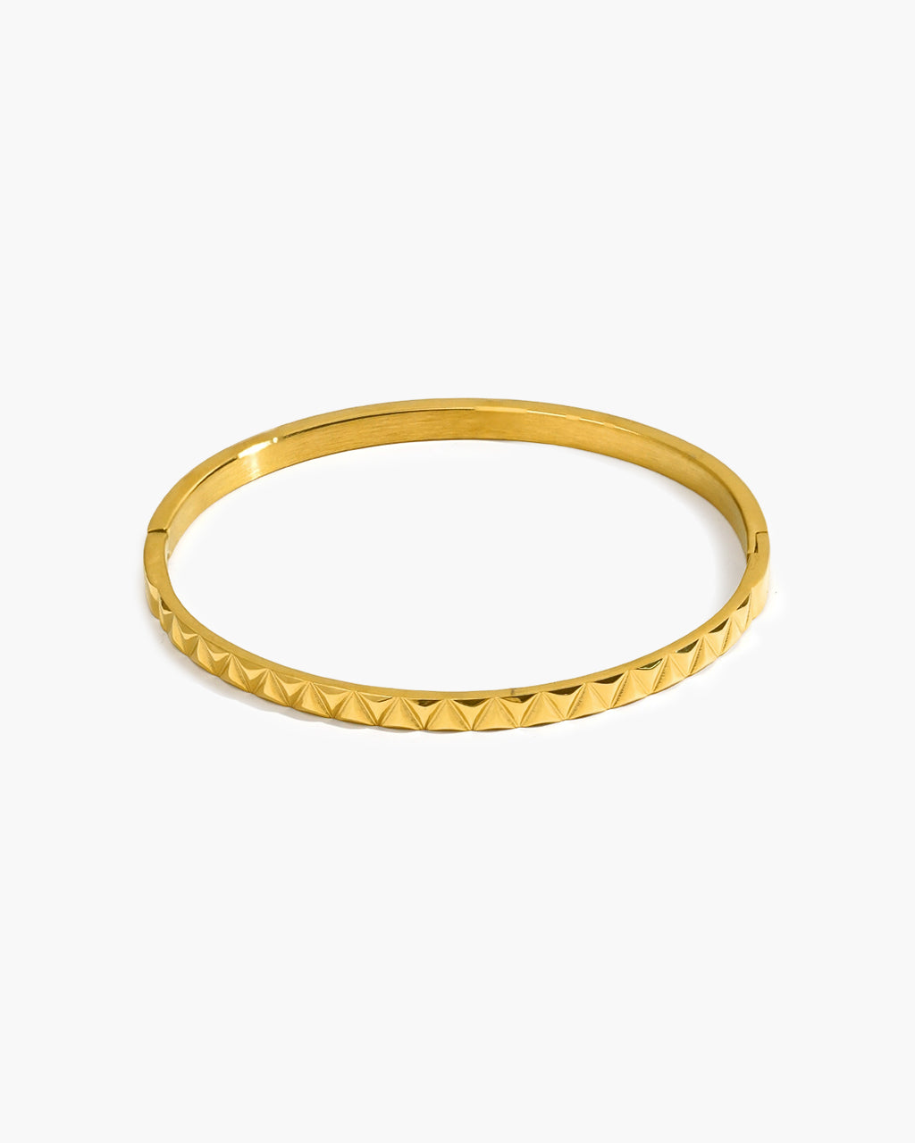 Faceted Pyramid Stud Waterproof Gold Bangle