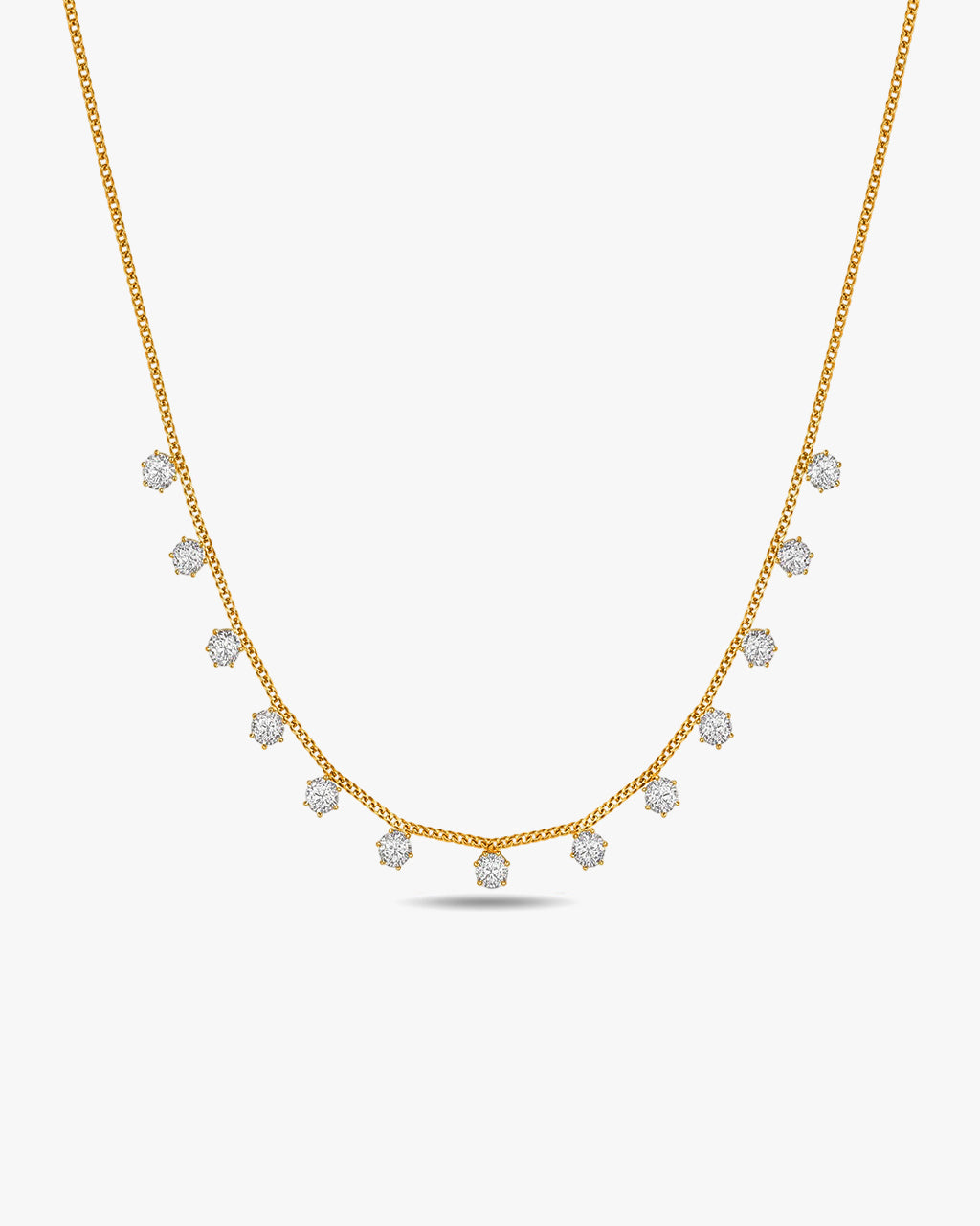 Floating Seven Stone Choker Waterproof Gold Necklace