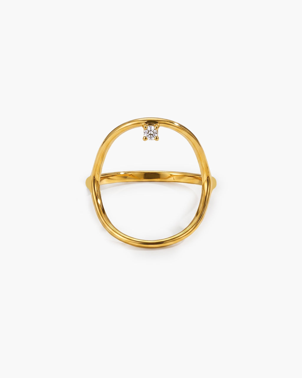 Floating Simulated Diamond Open Waterproof Gold Ring